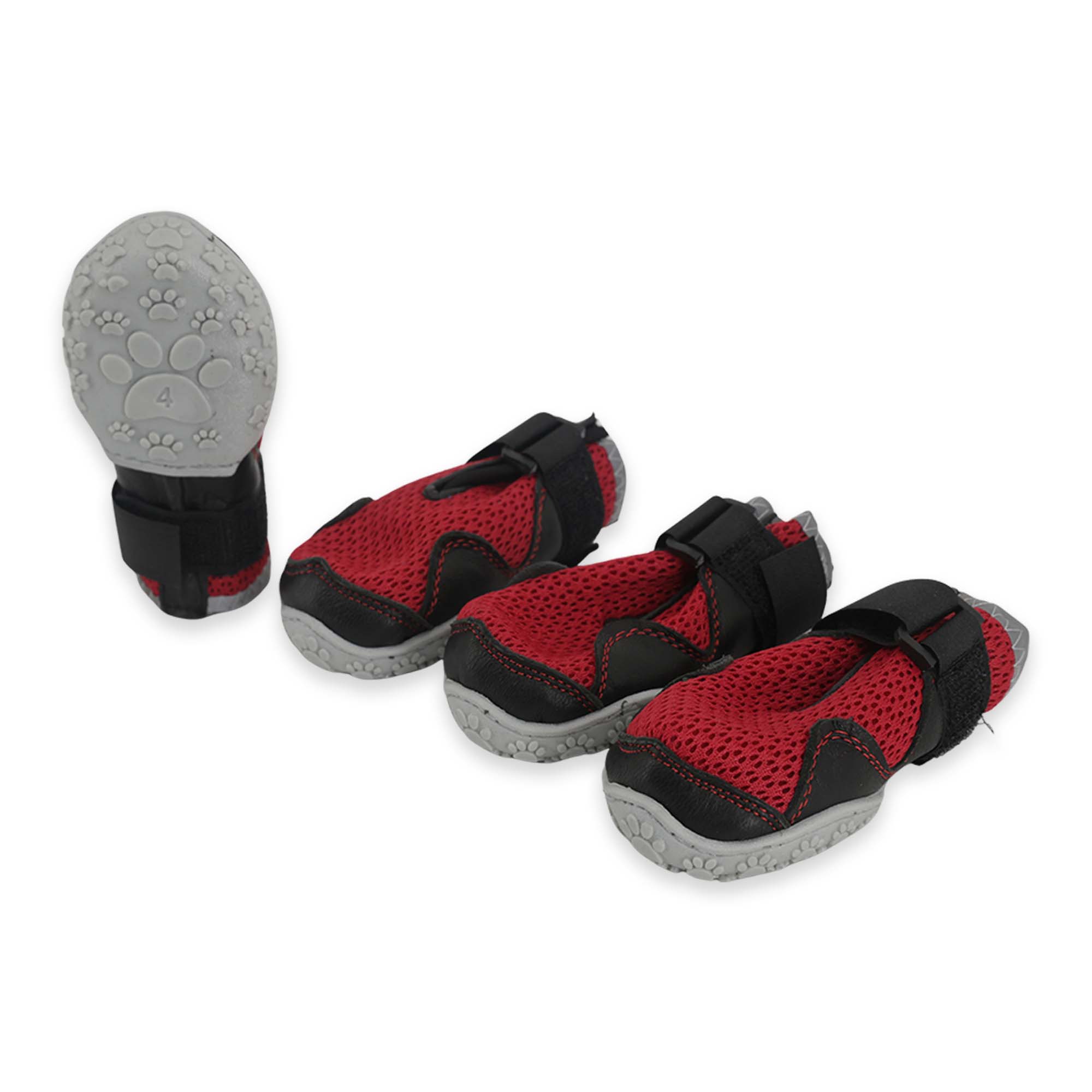 AirMesh Yazlık Köpek Ayakkabısı – Cırt Cırtlı Ayarlanabilir Kaymaz Kauçuk Taban Bot, Kırmızı Köpek Ayakkabısı