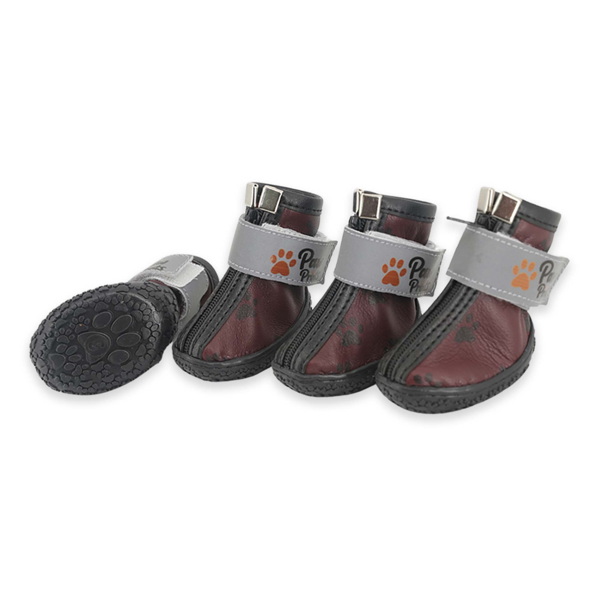 Kışlık Su Geçirmez Köpek Ayakkabısı, Deri Köpek Botu, Kauçuk Taban Köpek Ayakkabısı, Bordo Köpek Ayakkabısı