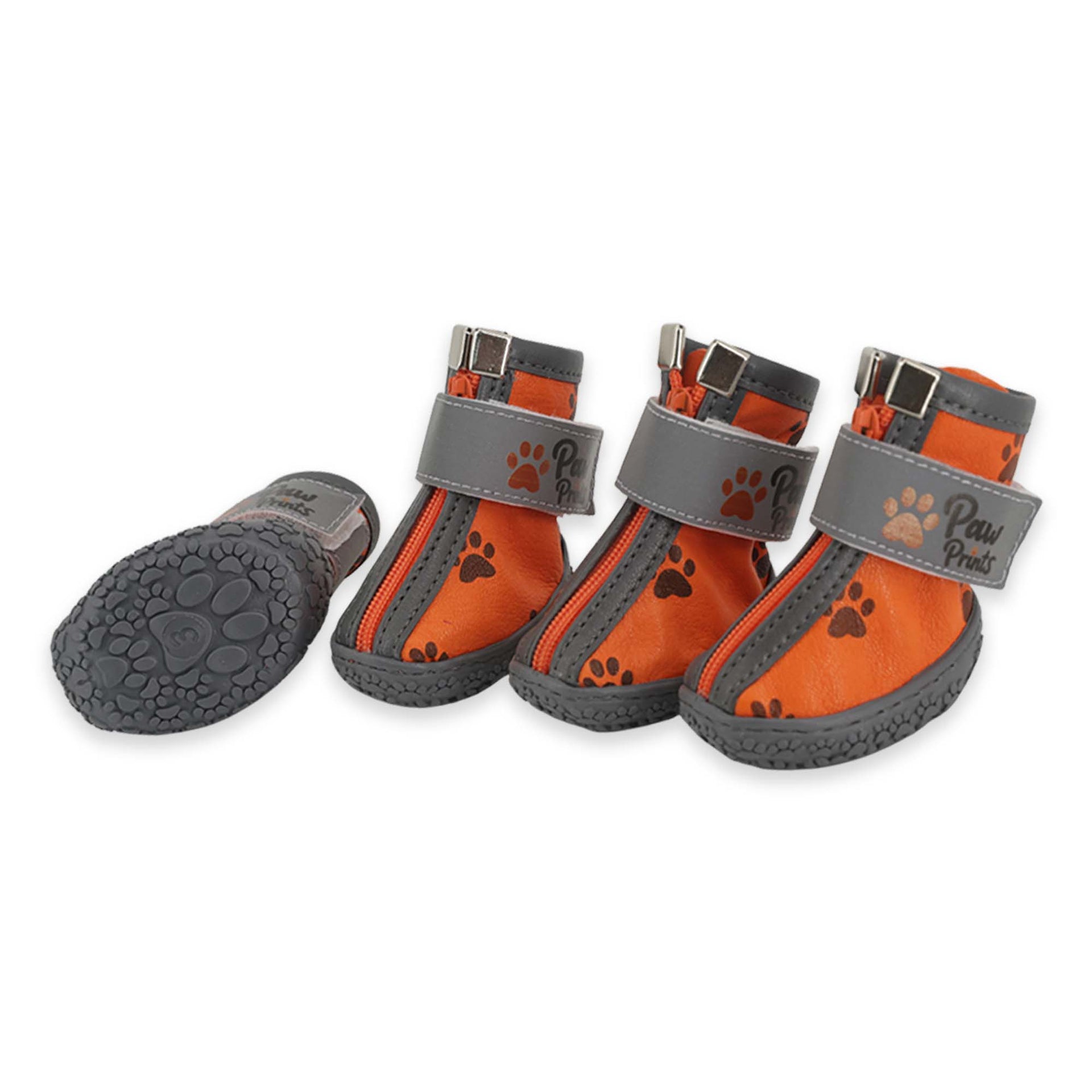 Kışlık Su Geçirmez Köpek Ayakkabısı, Deri Köpek Botu, Kauçuk Taban Köpek Ayakkabısı, Turuncu Köpek Ayakkabısı