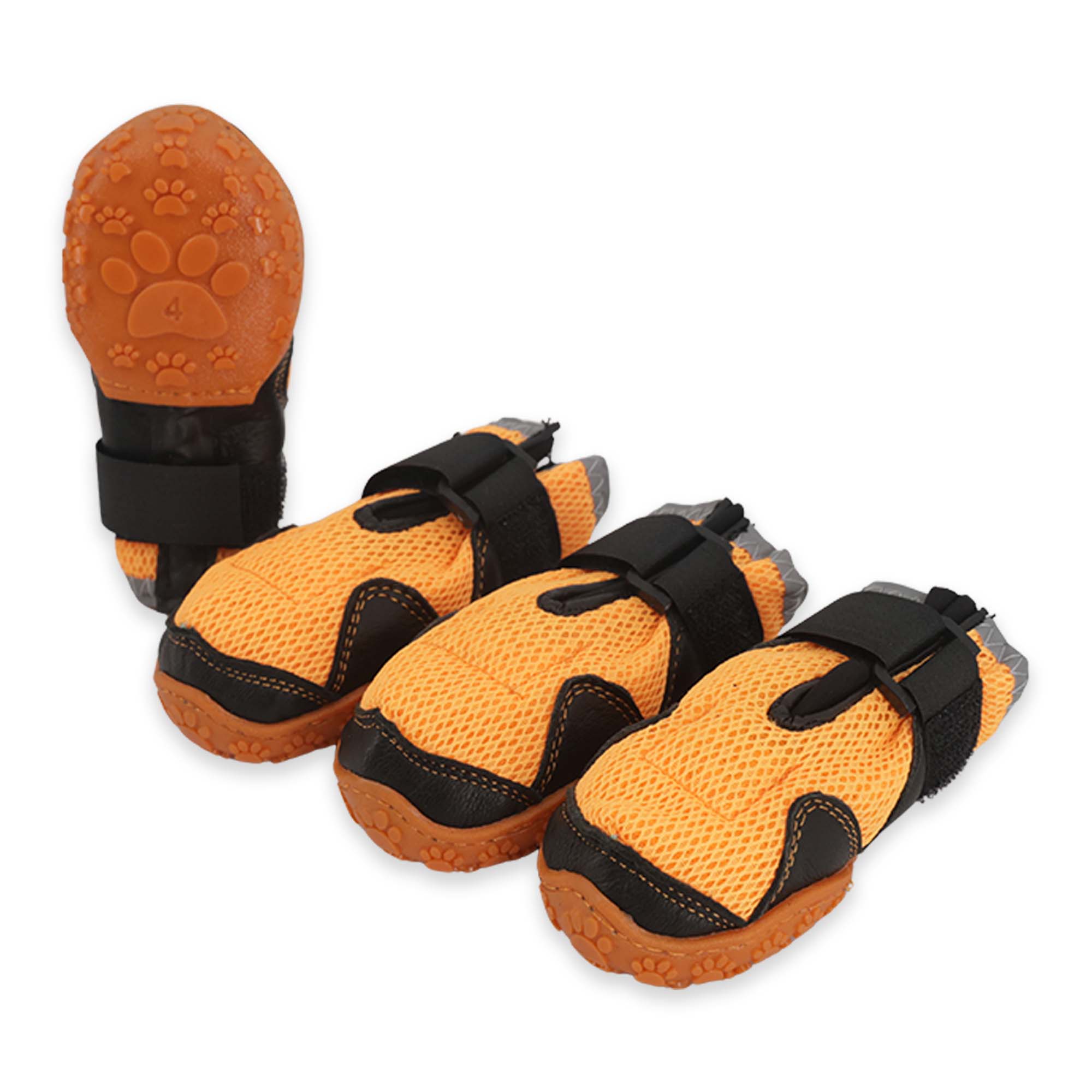 AirMesh Yazlık Köpek Ayakkabısı – Cırt Cırtlı Ayarlanabilir Kaymaz Kauçuk Taban Bot, Neon Turuncu Köpek Ayakkabısı