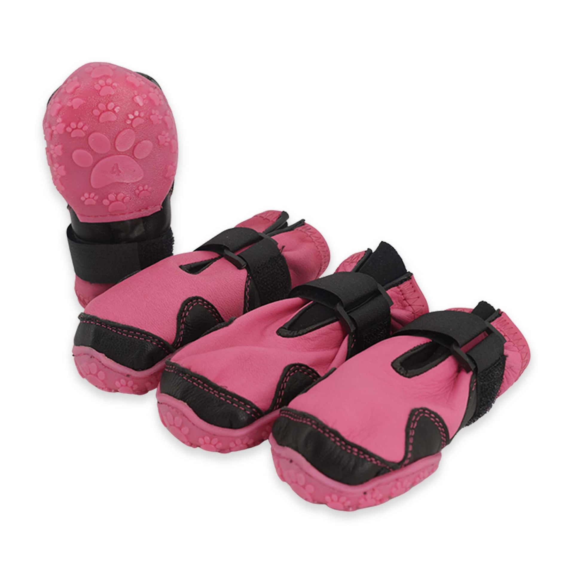 Su Geçirmez Deri Köpek Ayakkabısı – Cırt Cırtlı Ayarlanabilir Kaymaz Taban Bot, Neon Pembe Köpek Ayakkabısı