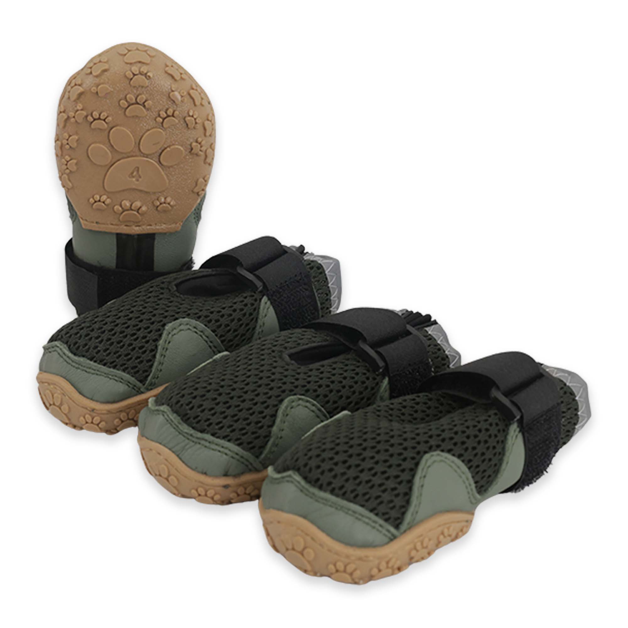 AirMesh Yazlık Köpek Ayakkabısı – Cırt Cırtlı Ayarlanabilir Kaymaz Kauçuk Taban Bot, Koyu Yeşili Köpek Ayakkabısı