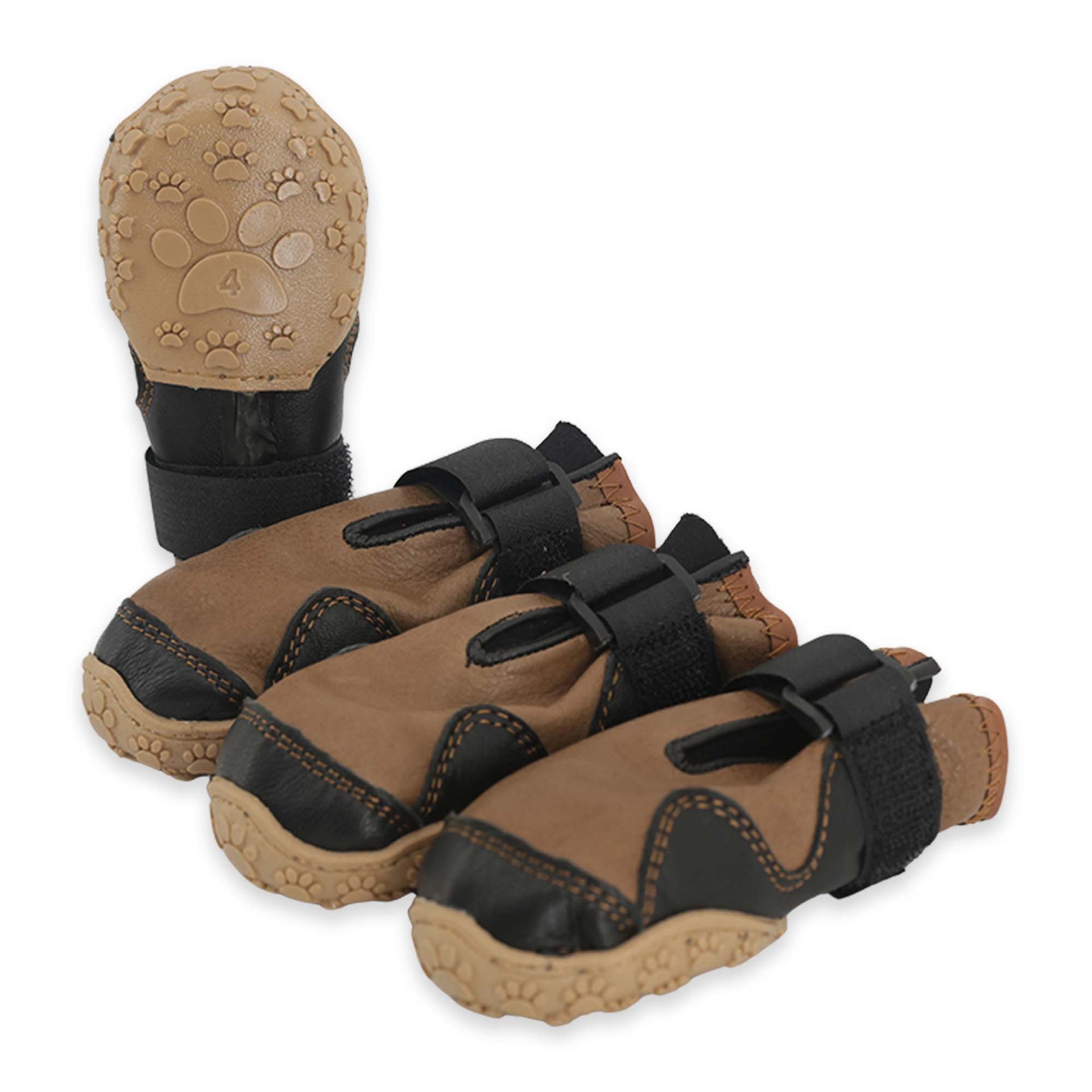 Su Geçirmez Deri Köpek Ayakkabısı – Cırt Cırtlı Ayarlanabilir Kaymaz Taban Bot, Kahverengi Köpek Ayakkabısı