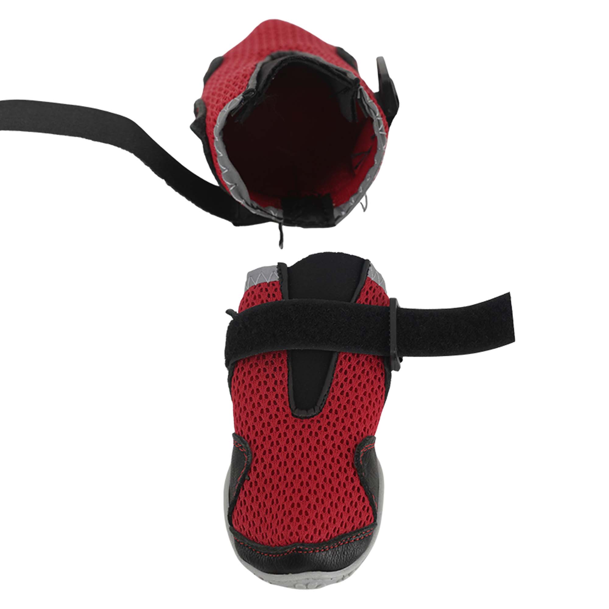 AirMesh Yazlık Köpek Ayakkabısı – Cırt Cırtlı Ayarlanabilir Kaymaz Kauçuk Taban Bot, Kırmızı Köpek Ayakkabısı