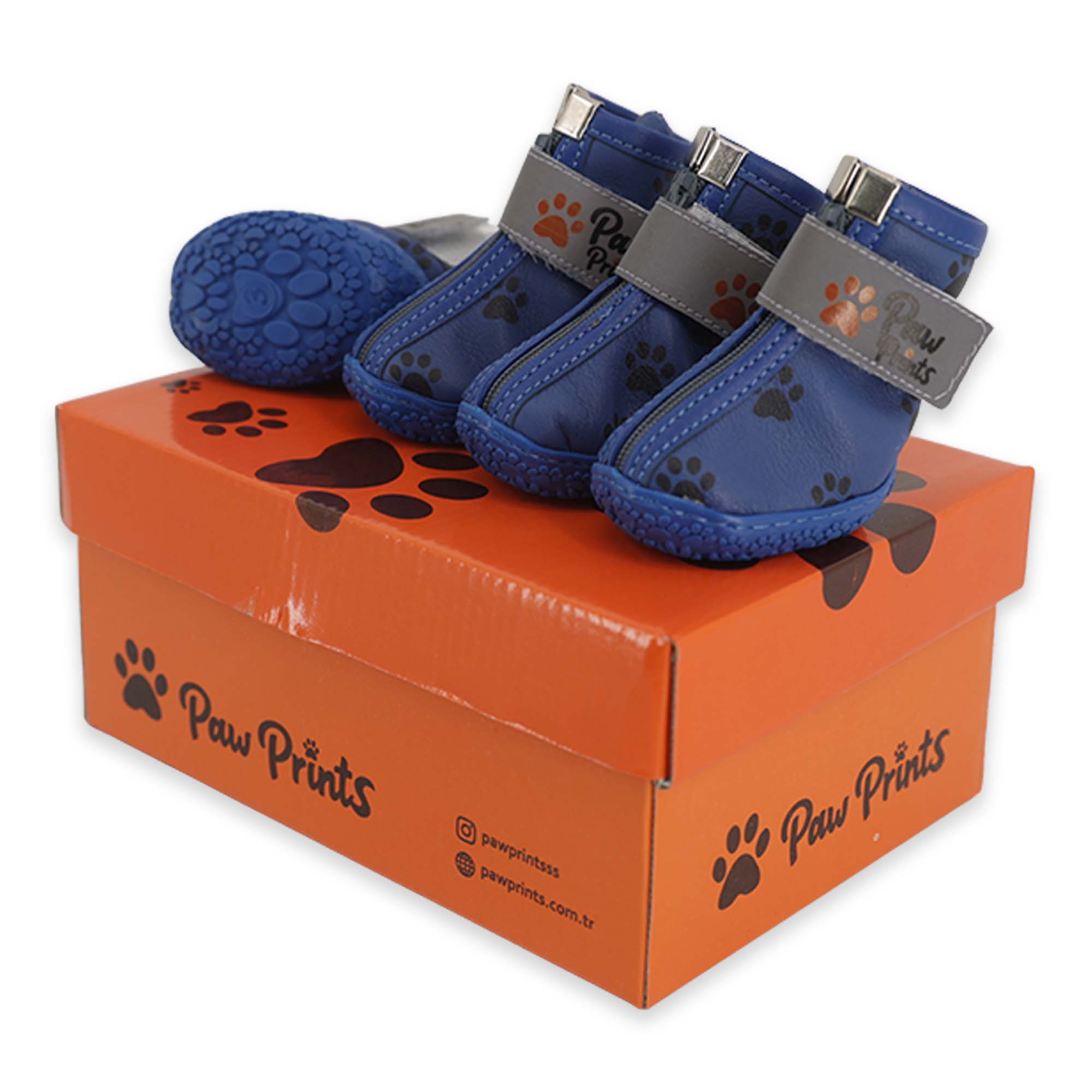 Kışlık Su Geçirmez Köpek Ayakkabısı, Deri Köpek Botu, Kauçuk Taban Köpek Ayakkabısı, Mavi Köpek Ayakkabısı