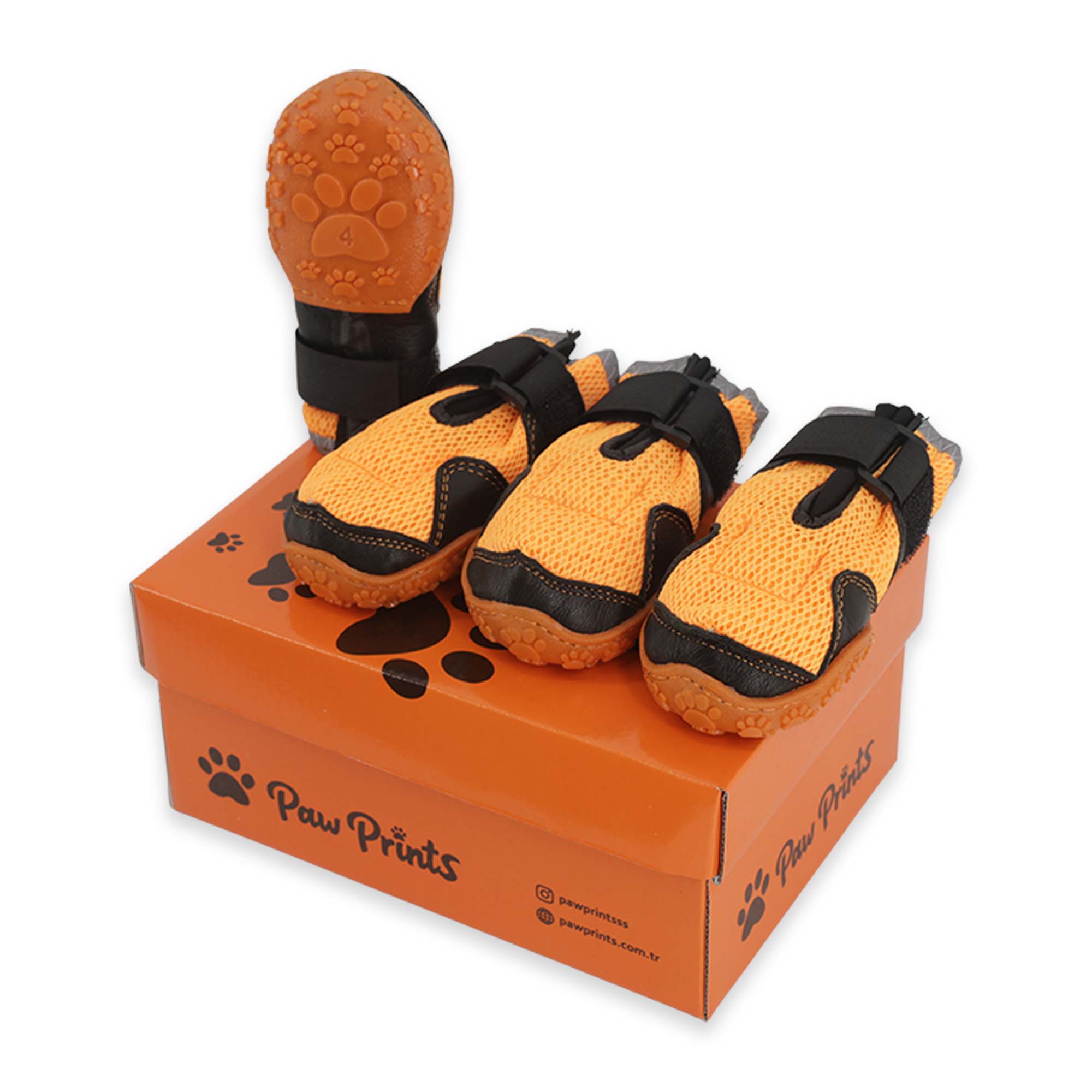 AirMesh Yazlık Köpek Ayakkabısı – Cırt Cırtlı Ayarlanabilir Kaymaz Kauçuk Taban Bot, Neon Turuncu Köpek Ayakkabısı