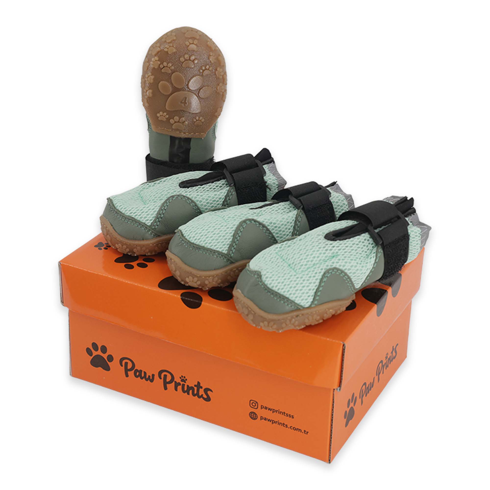 AirMesh Yazlık Köpek Ayakkabısı – Cırt Cırtlı Ayarlanabilir Kaymaz Kauçuk Taban Bot, Su Yeşili Köpek Ayakkabısı