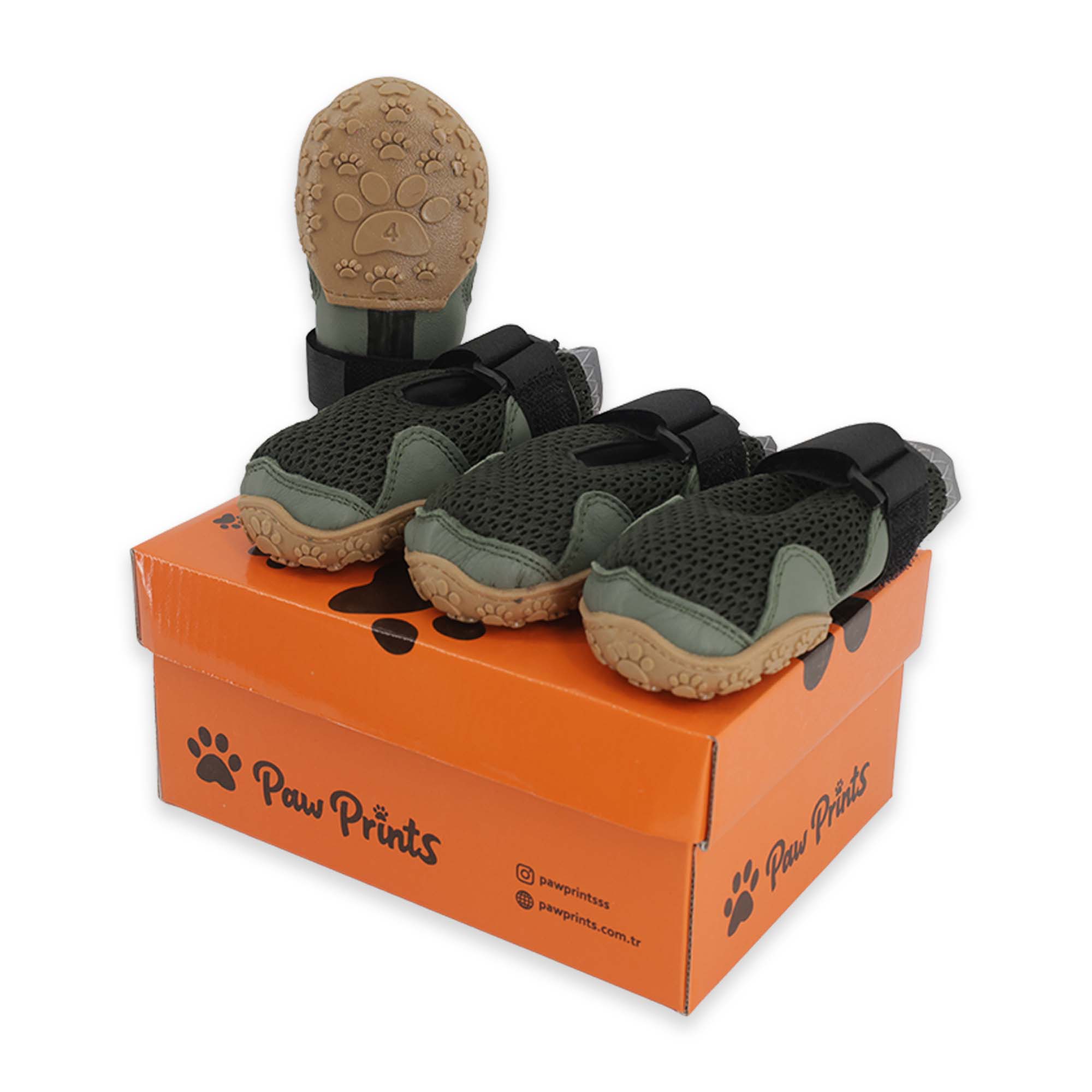 AirMesh Yazlık Köpek Ayakkabısı – Cırt Cırtlı Ayarlanabilir Kaymaz Kauçuk Taban Bot, Koyu Yeşili Köpek Ayakkabısı