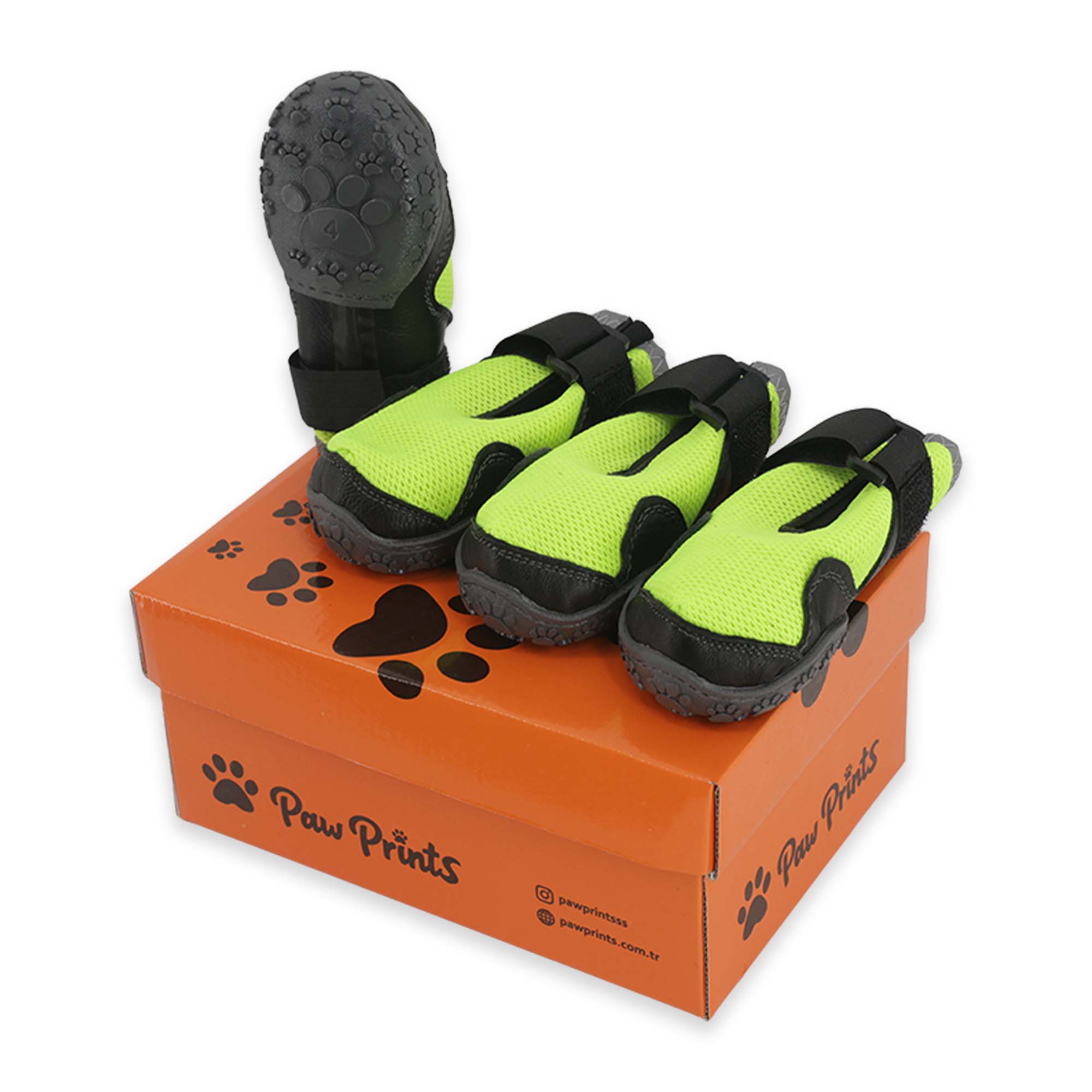 AirMesh Yazlık Köpek Ayakkabısı – Cırt Cırtlı Ayarlanabilir Kaymaz Kauçuk Taban Bot, Neon Yeşil Köpek Ayakkabısı