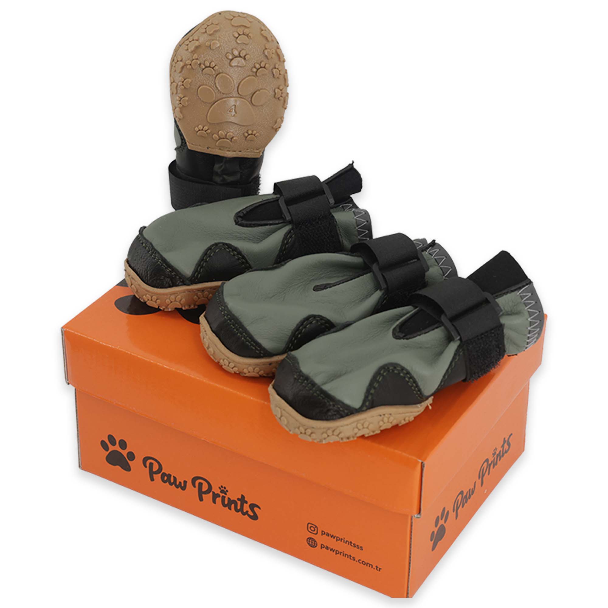 Su Geçirmez Deri Köpek Ayakkabısı – Cırt Cırtlı Ayarlanabilir Kaymaz Taban Bot, Su Yeşili Köpek Ayakkabısı