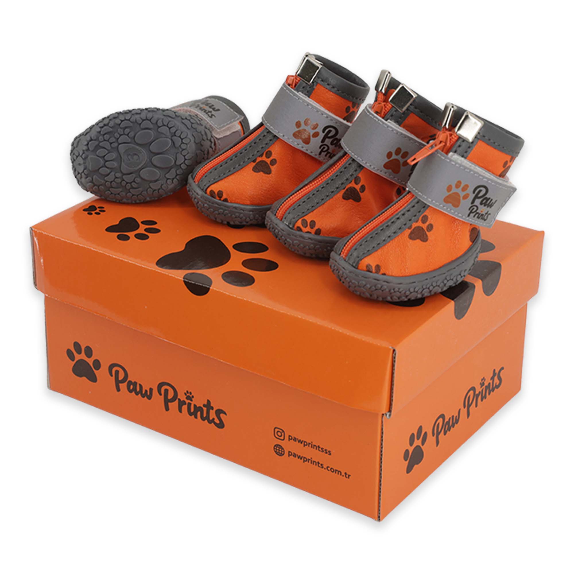 Kışlık Su Geçirmez Köpek Ayakkabısı, Deri Köpek Botu, Kauçuk Taban Köpek Ayakkabısı, Turuncu Köpek Ayakkabısı