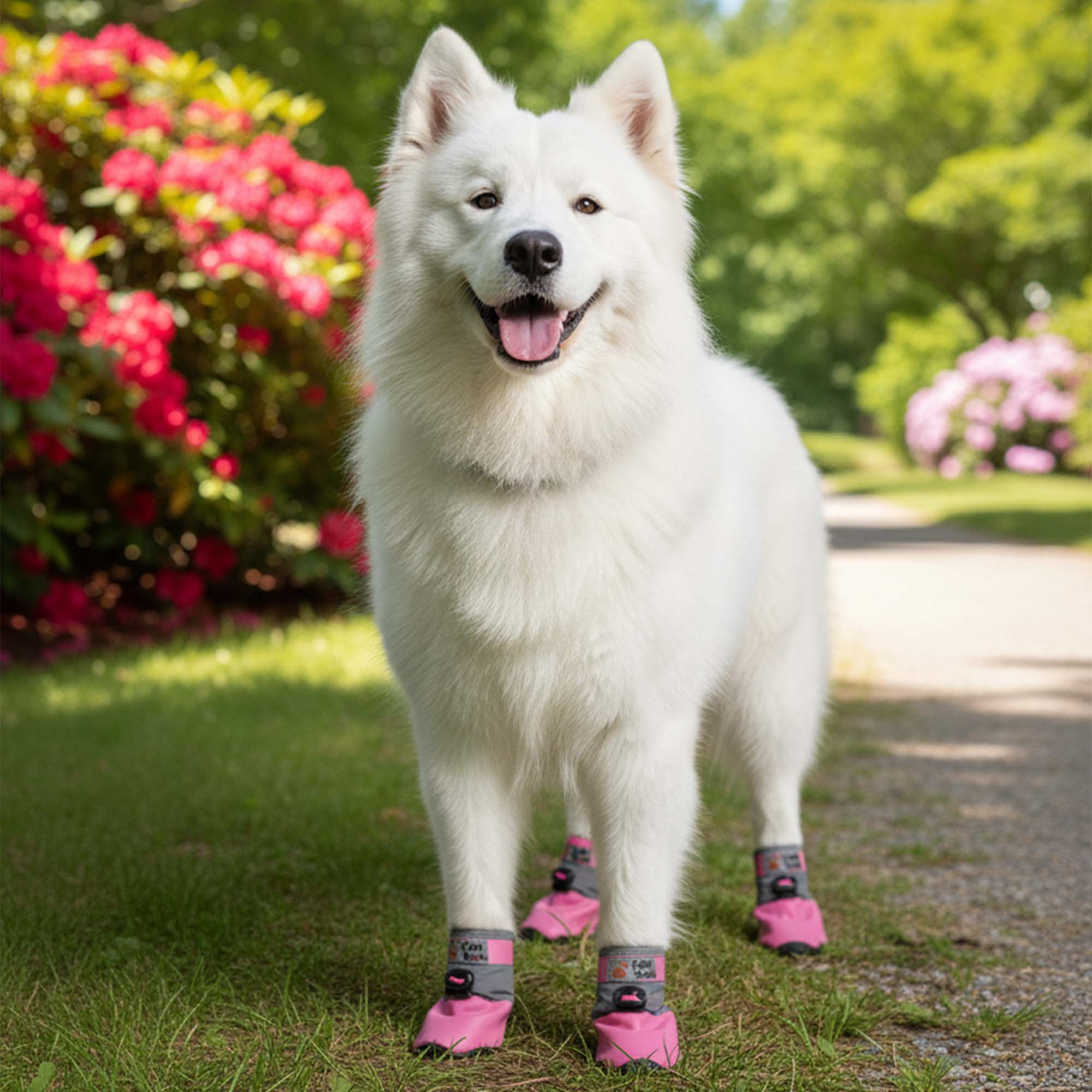 Suni Deri Köpek Ayakkabısı - Poliüretan Taban Köpek Ayakkabısı, Neon Pembe Köpek Ayakkabısı