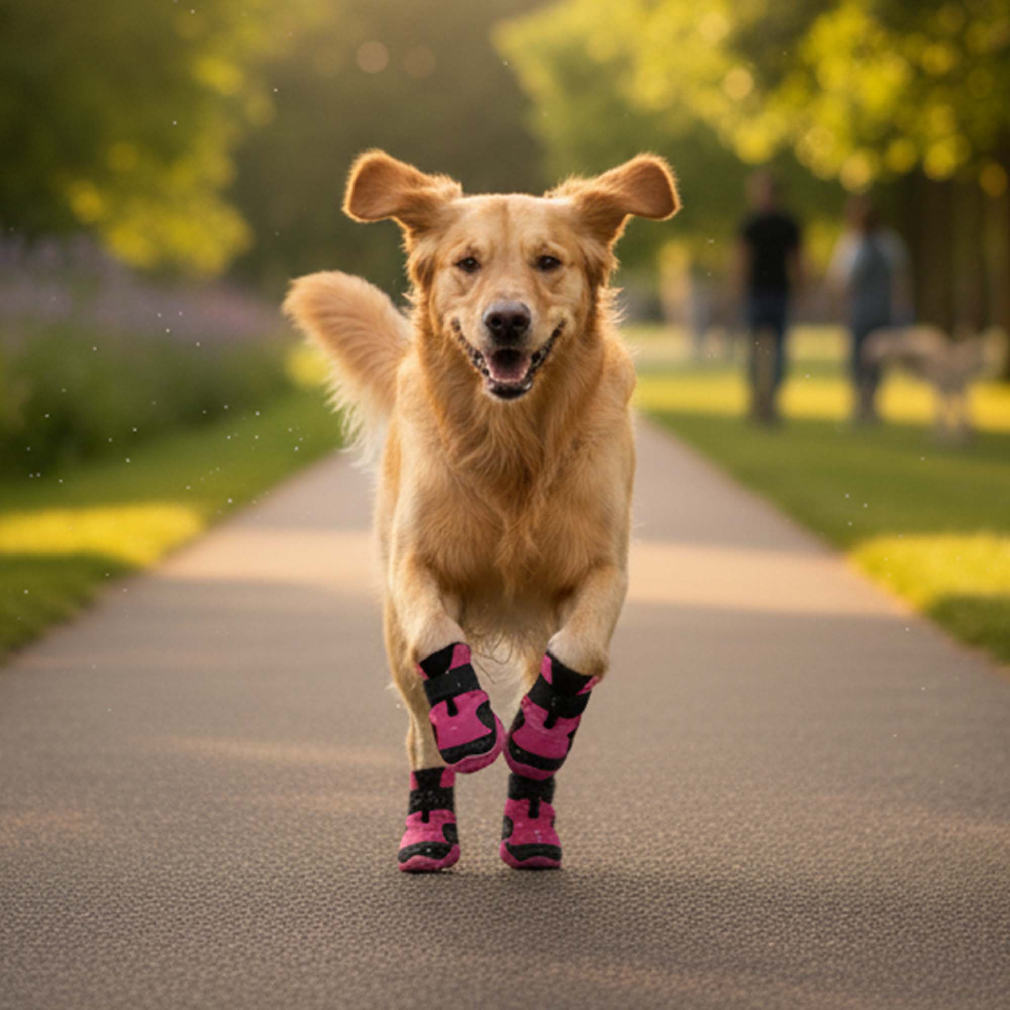Su Geçirmez Deri Köpek Ayakkabısı – Cırt Cırtlı Ayarlanabilir Kaymaz Taban Bot, Neon Pembe Köpek Ayakkabısı