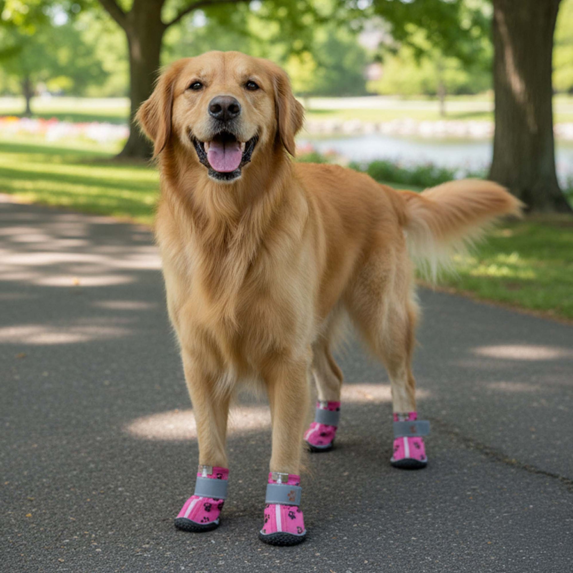 Kışlık Su Geçirmez Köpek Ayakkabısı, Deri Köpek Botu, Kauçuk Taban Köpek Ayakkabısı, Pembe Köpek Ayakkabısı
