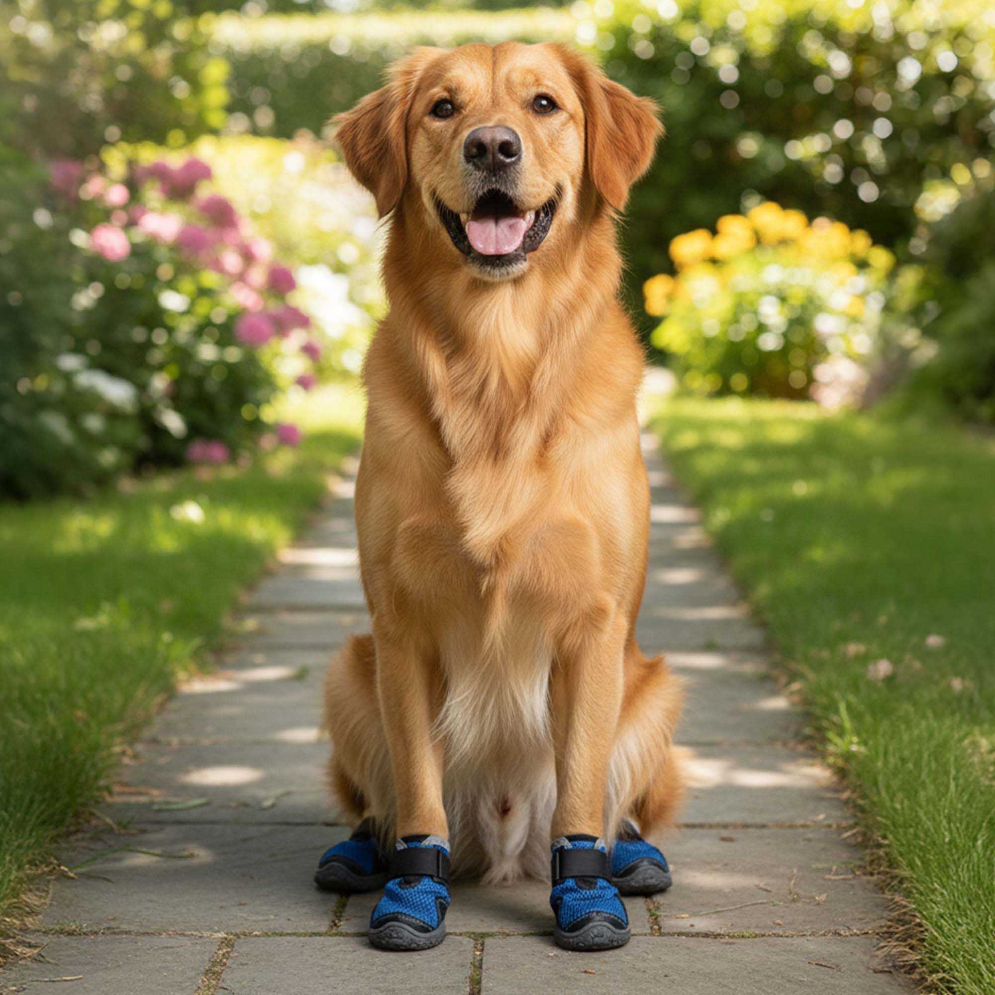 AirMesh Yazlık Köpek Ayakkabısı – Cırt Cırtlı Ayarlanabilir Kaymaz Kauçuk Taban Bot, Mavi Köpek Ayakkabısı
