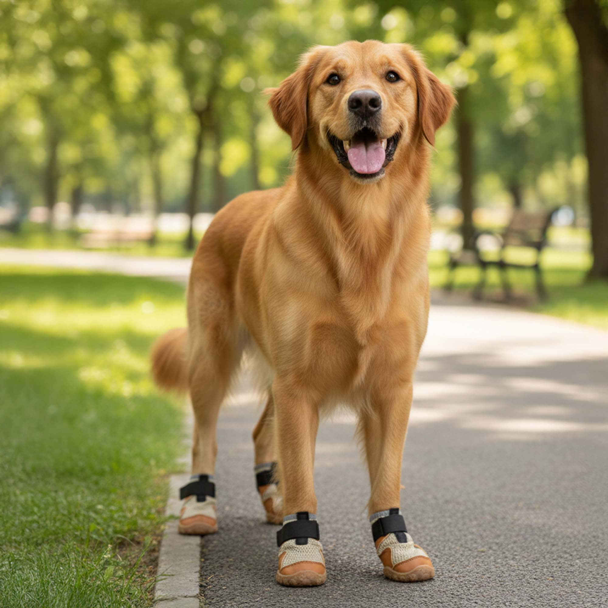 AirMesh Yazlık Köpek Ayakkabısı – Cırt Cırtlı Ayarlanabilir Kaymaz Kauçuk Taban Bot, Kahverengi Köpek Ayakkabısı