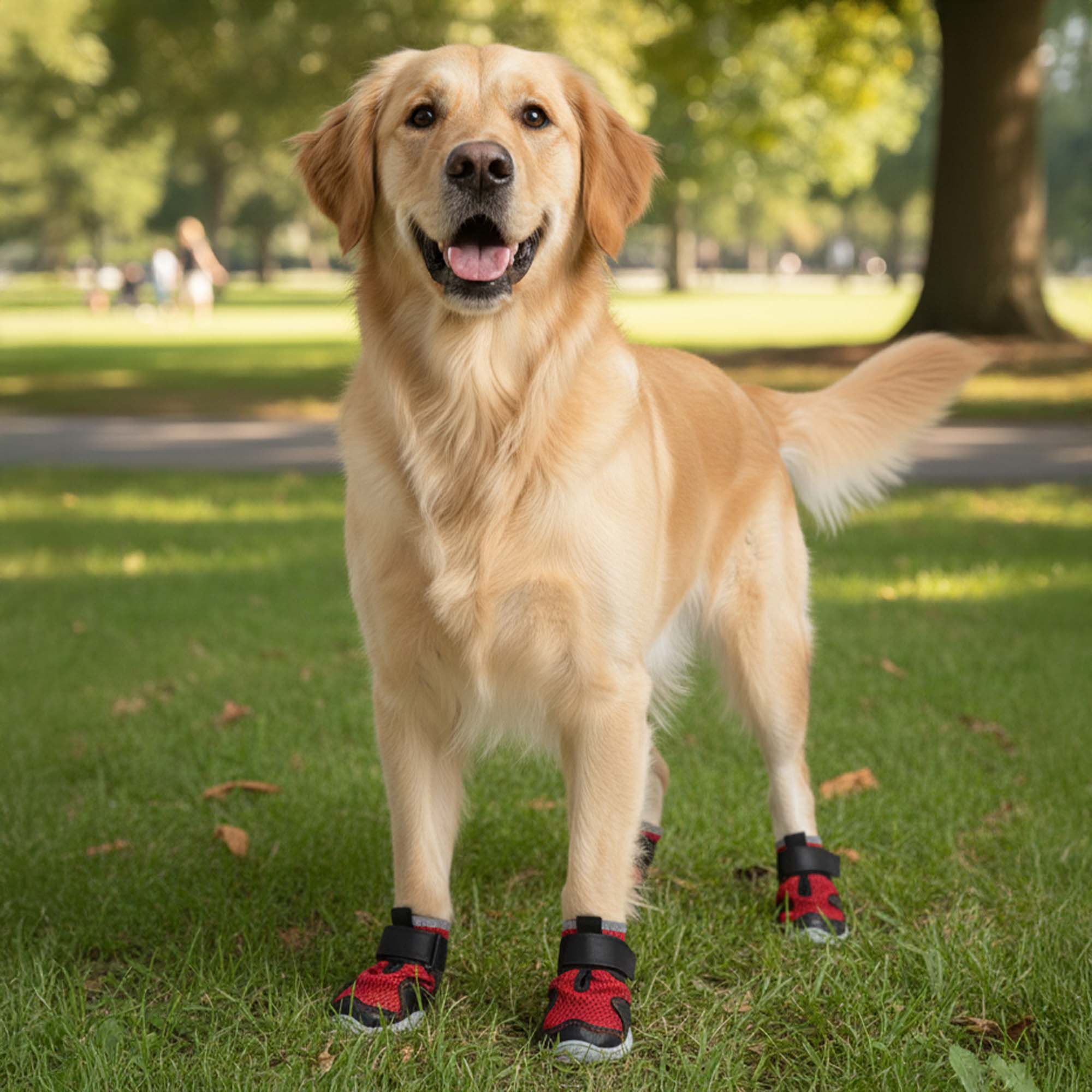 AirMesh Yazlık Köpek Ayakkabısı – Cırt Cırtlı Ayarlanabilir Kaymaz Kauçuk Taban Bot, Kırmızı Köpek Ayakkabısı