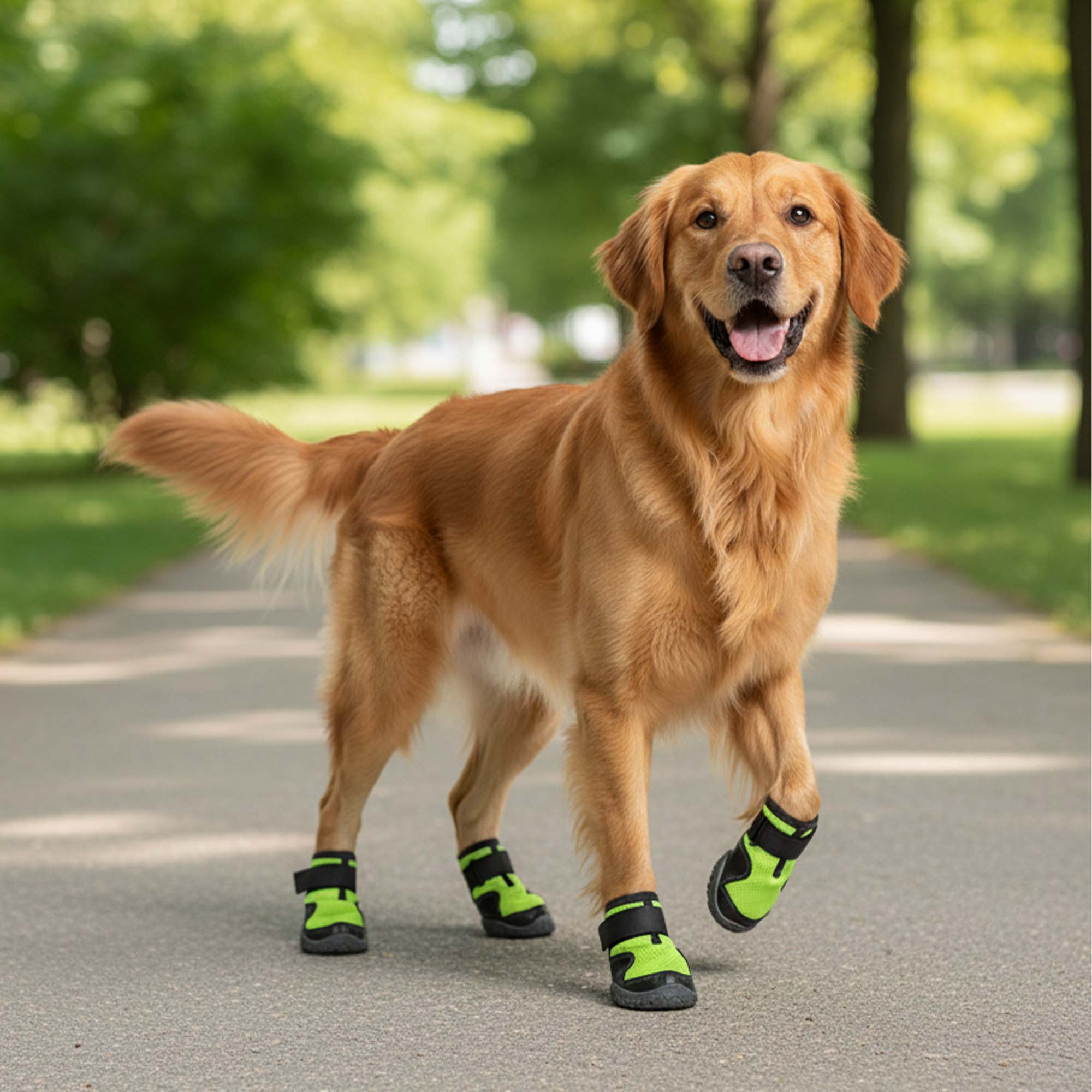 AirMesh Yazlık Köpek Ayakkabısı – Cırt Cırtlı Ayarlanabilir Kaymaz Kauçuk Taban Bot, Neon Yeşil Köpek Ayakkabısı