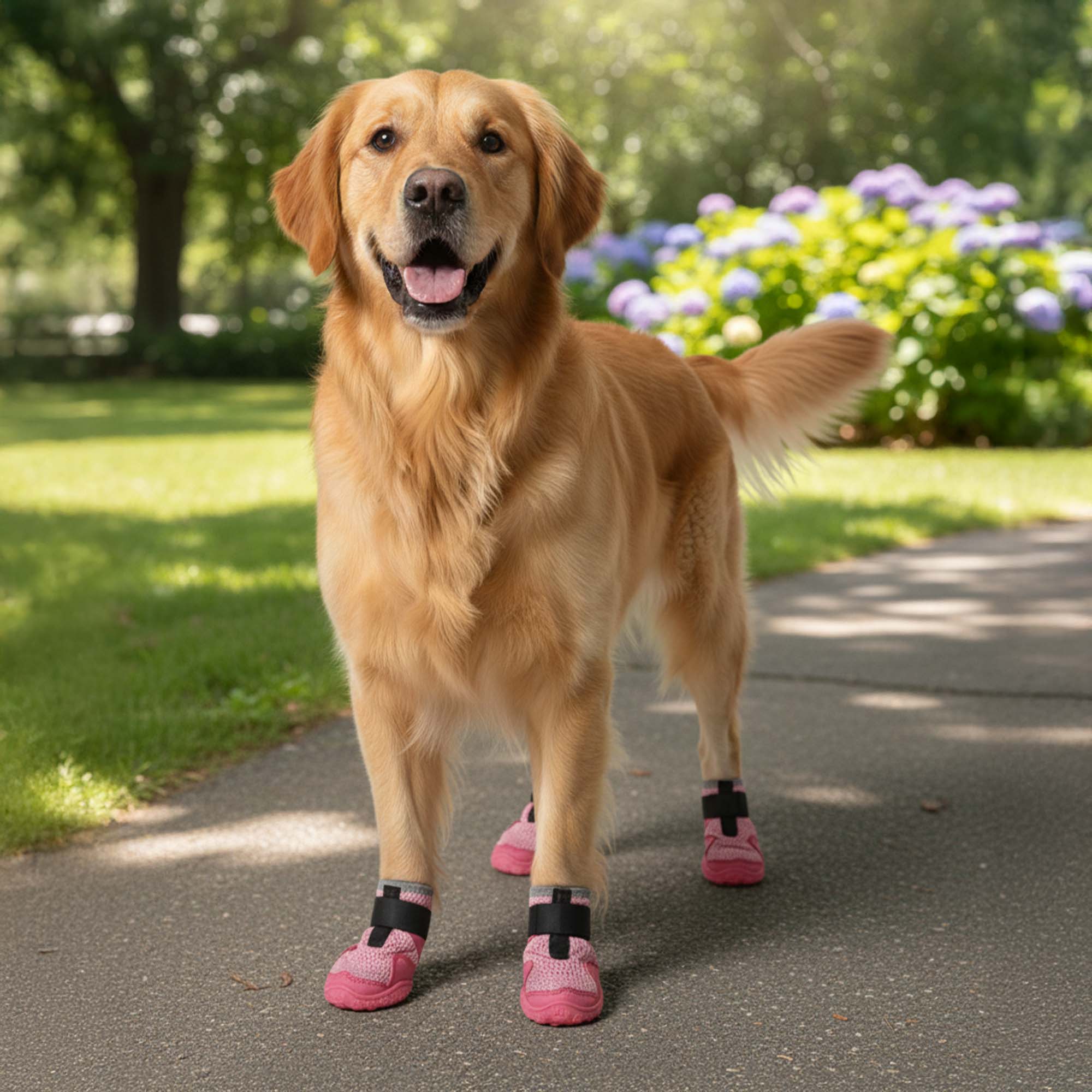 AirMesh Yazlık Köpek Ayakkabısı – Cırt Cırtlı Ayarlanabilir Kaymaz Kauçuk Taban Bot, Neon Pembe Köpek Ayakkabısı