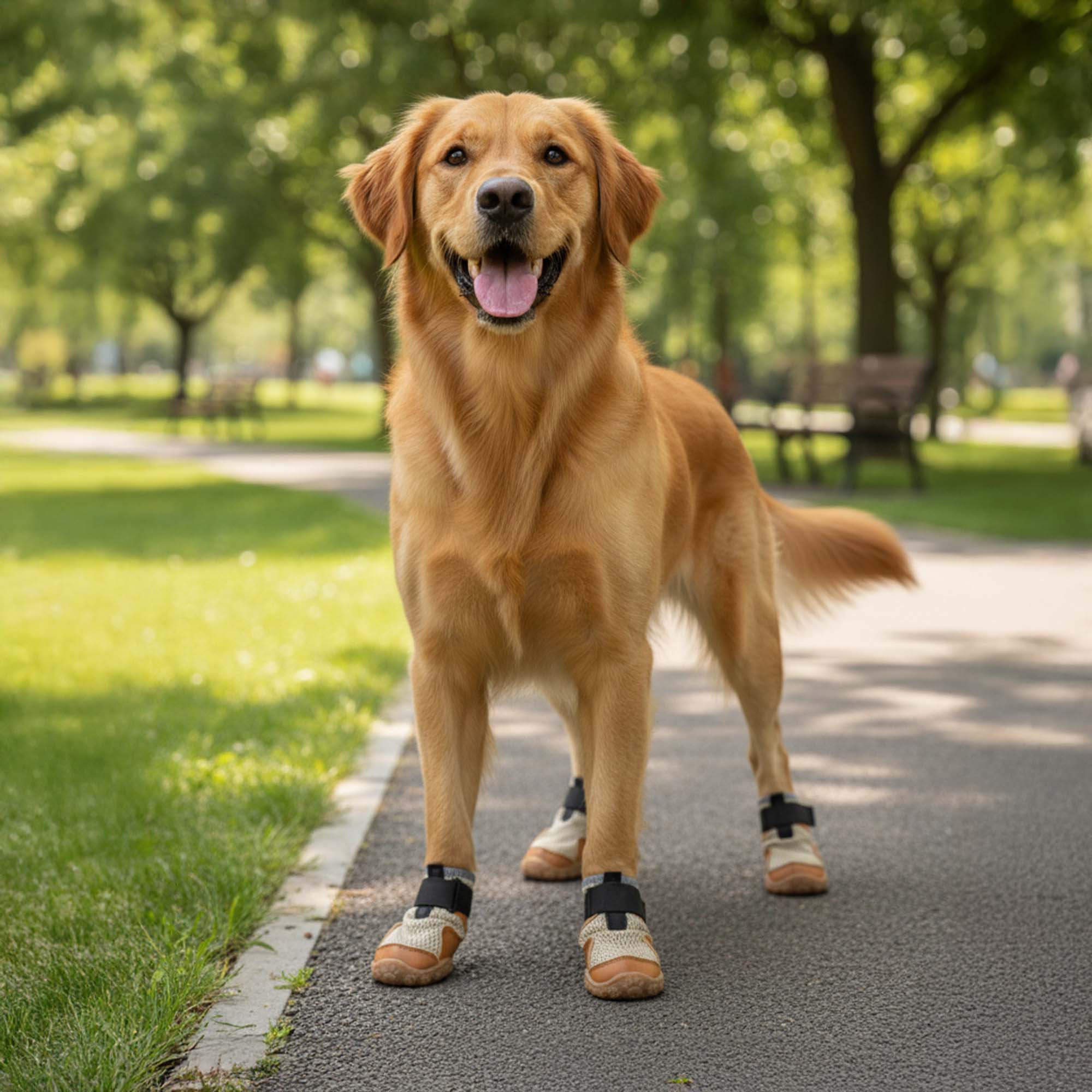 AirMesh Yazlık Köpek Ayakkabısı – Cırt Cırtlı Ayarlanabilir Kaymaz Kauçuk Taban Bot, Kahverengi Köpek Ayakkabısı