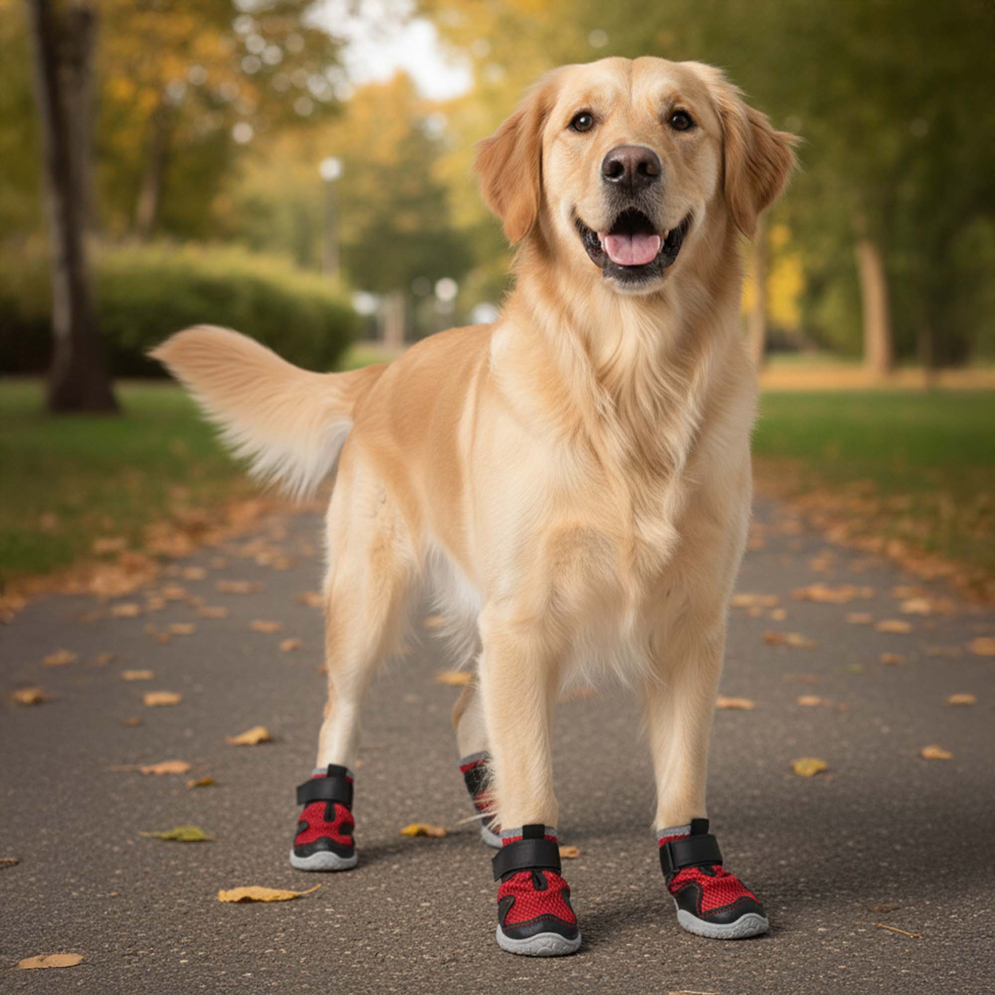 AirMesh Yazlık Köpek Ayakkabısı – Cırt Cırtlı Ayarlanabilir Kaymaz Kauçuk Taban Bot, Kırmızı Köpek Ayakkabısı