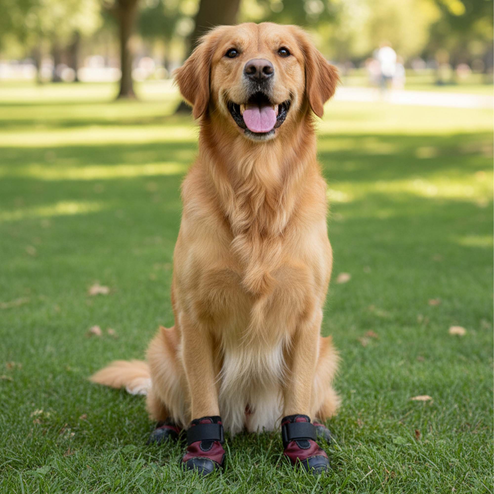 Su Geçirmez Deri Köpek Ayakkabısı – Cırt Cırtlı Ayarlanabilir Kaymaz Taban Bot, Bordo Köpek Ayakkabısı