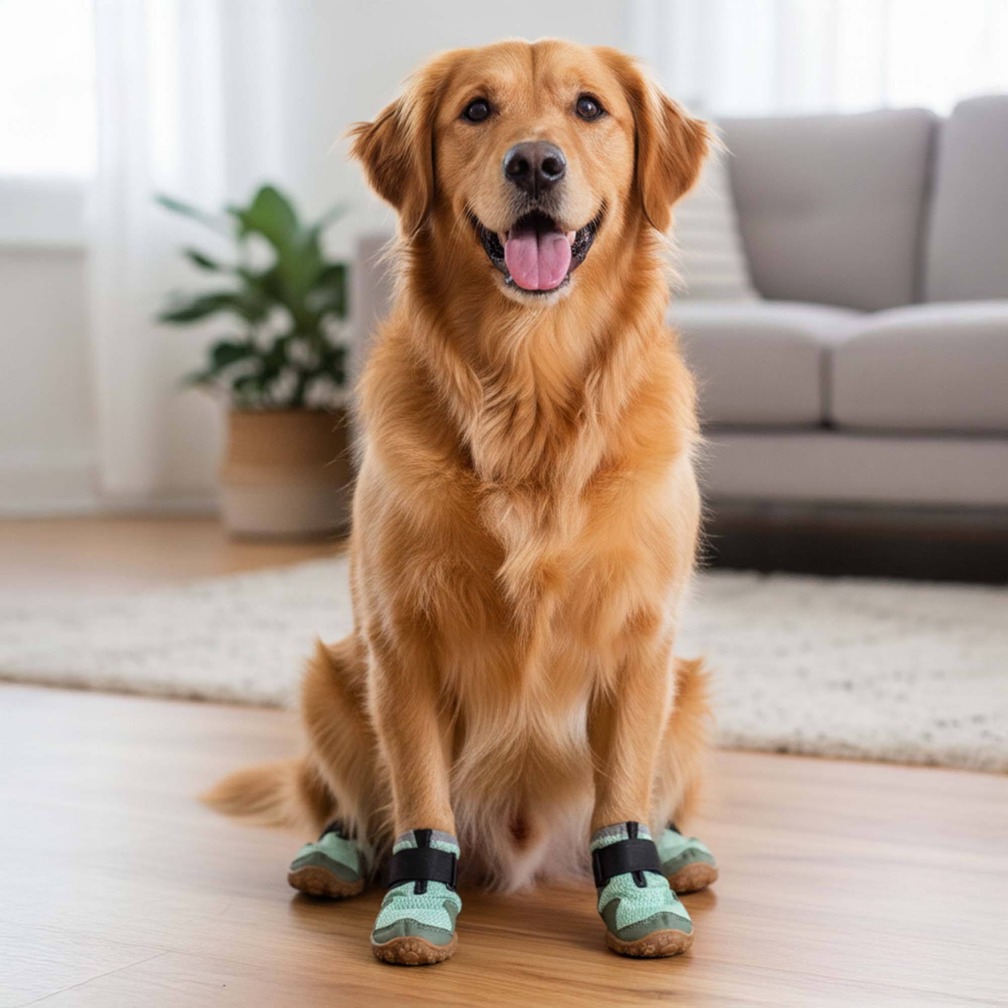 AirMesh Yazlık Köpek Ayakkabısı – Cırt Cırtlı Ayarlanabilir Kaymaz Kauçuk Taban Bot, Su Yeşili Köpek Ayakkabısı