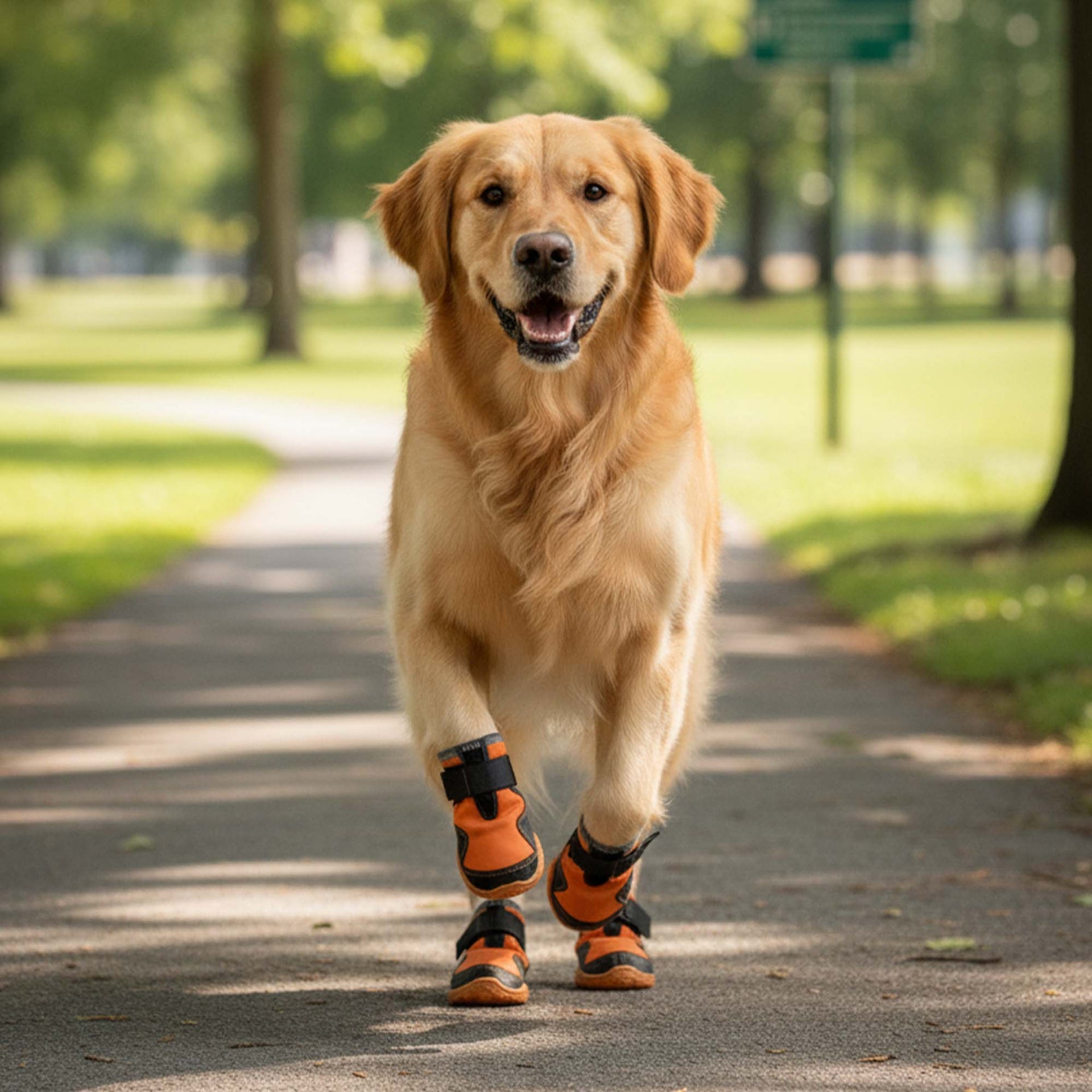 Su Geçirmez Deri Köpek Ayakkabısı – Cırt Cırtlı Ayarlanabilir Kaymaz Taban Bot, Neon Turuncu Köpek Ayakkabısı