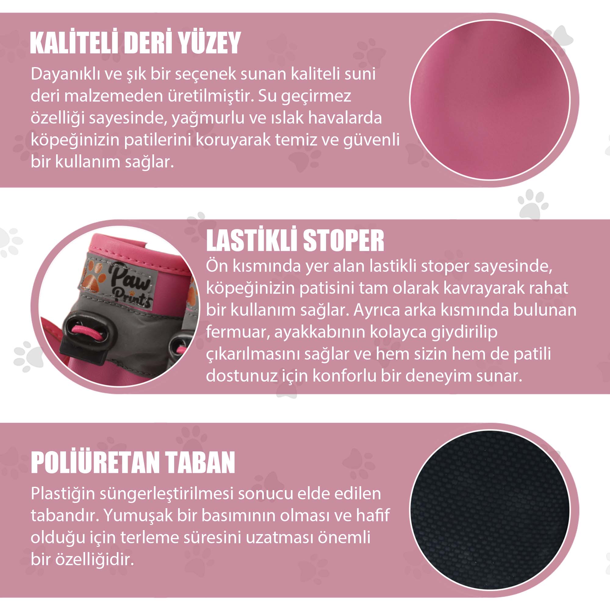 Suni Deri Köpek Ayakkabısı - Poliüretan Taban Köpek Ayakkabısı, Neon Pembe Köpek Ayakkabısı