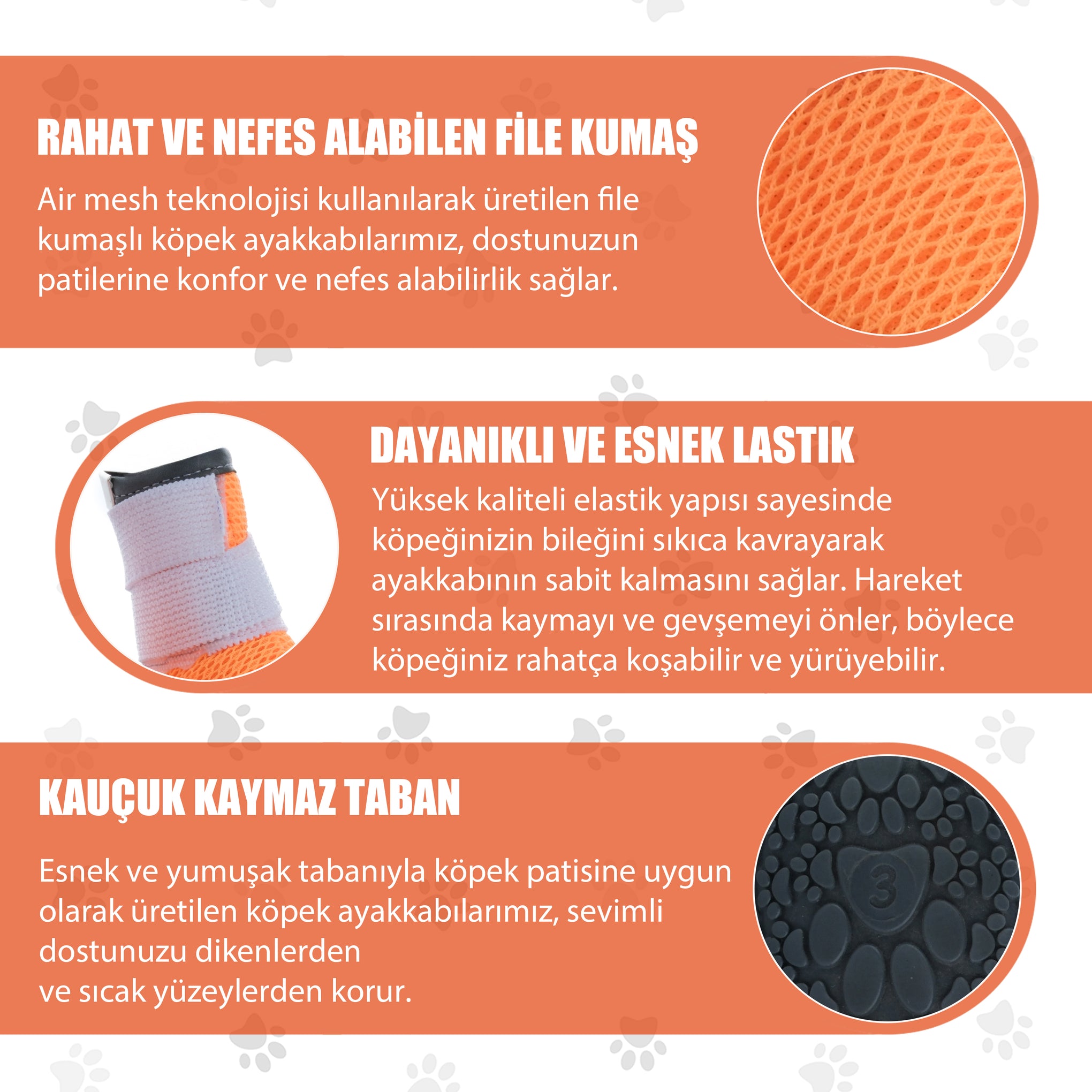 Köpek Ayakkabısı - Lastikli, Kaydırmaz Kauçuk Tabanlı, Turuncu Köpek Ayakkabısı