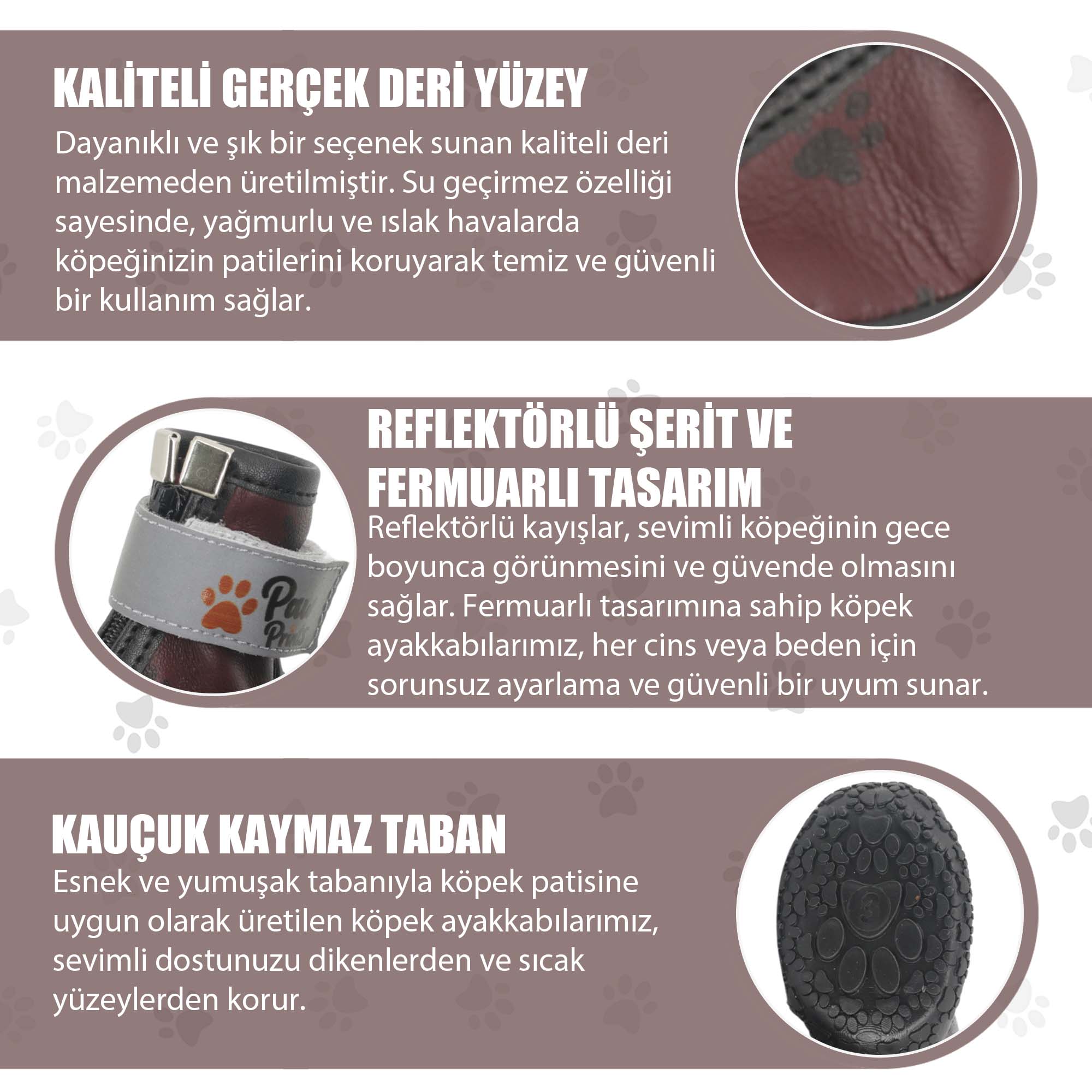 Kışlık Su Geçirmez Köpek Ayakkabısı, Deri Köpek Botu, Kauçuk Taban Köpek Ayakkabısı, Bordo Köpek Ayakkabısı