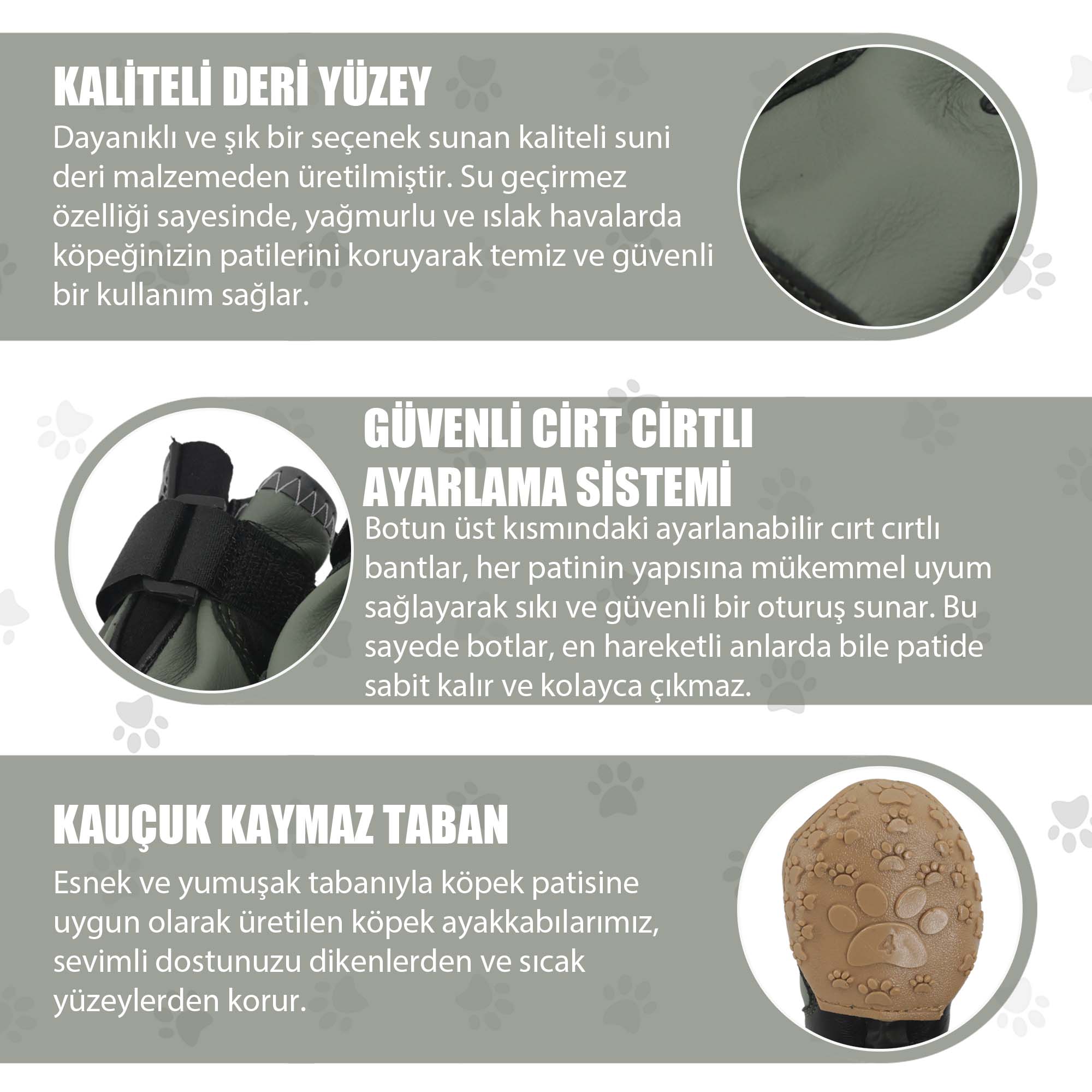 Su Geçirmez Deri Köpek Ayakkabısı – Cırt Cırtlı Ayarlanabilir Kaymaz Taban Bot, Su Yeşili Köpek Ayakkabısı