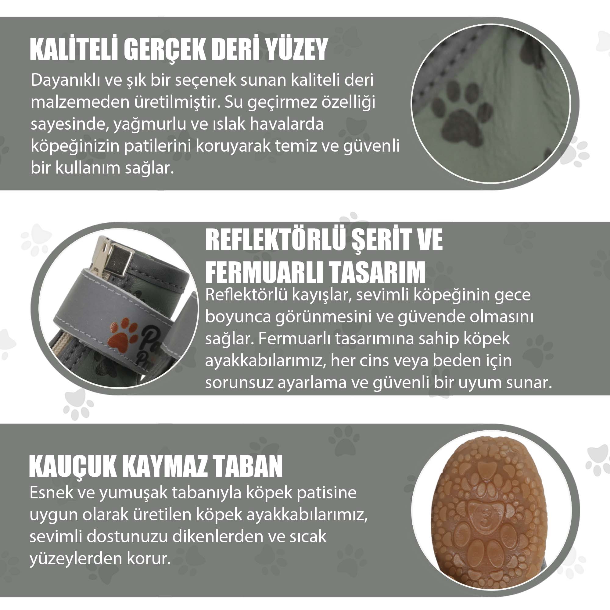 Kışlık Su Geçirmez Köpek Ayakkabısı, Deri Köpek Botu, Kauçuk Taban Köpek Ayakkabısı, Su Yeşili Köpek Ayakkabısı